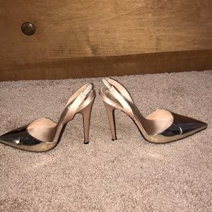 Giambattista valli silver & blush slingback heels